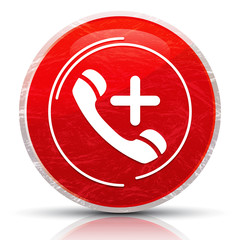 Emergency call icon metallic grunge abstract red round button vector illustration
