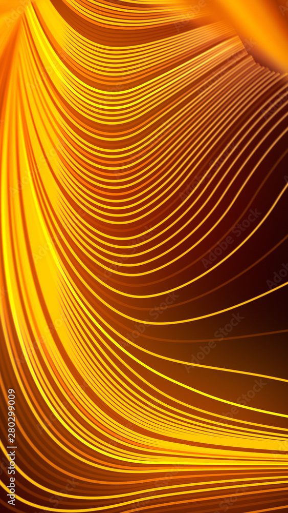 Poster Wave band geometric pattern. Modern style abstraction with composition made of various colored lines. 3d rendering