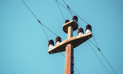 Electric pole of high voltage with wires
