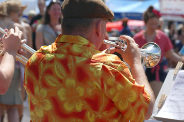 Trumpet player entertains the crowd