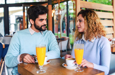 Romantic couple in the cafe. Dating, love, relationships