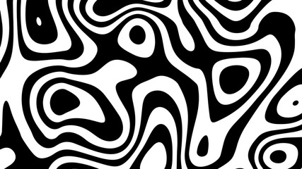 Black and white hallucination. Optical illusion. Twisted illustration. Abstract futuristic background of stripes. Dynamic wave. Vector.