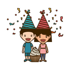 Obraz premium couple of children in birthday celebration