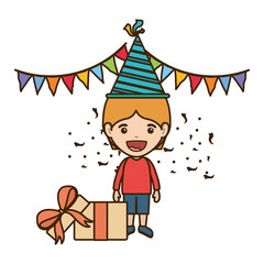 boy with party hat in birthday celebration