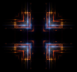 Obraz premium Led Light. luma effect. Future tech. Glare cubes. Digital signal. .Shine grid. Modern big data. Neon flare. Quantum computer net system. Magic code. Grid lines. Vivid frame. Web device. Blocks system.