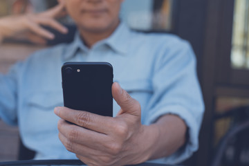 Man using smartphone