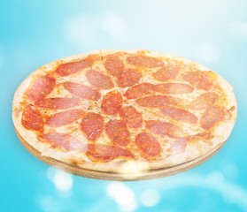 Fresh italian classic original pepperoni pizza isolated on white background