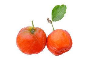 Fresh cherries on a white background