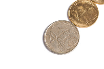 Coins isolated on white background.Copy space