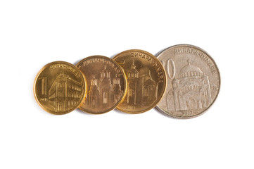 Coins isolated on white background.Copy space