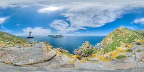 360 photograph from one of the cliffs of Cies Islands in the Atlantic Ocean