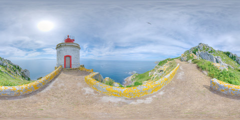 360 photograph on a lonely island from its small lighthouse