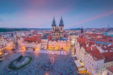 Tuinposter Old Town square with Tyn Church in Prague, Czech Republic © f11photo