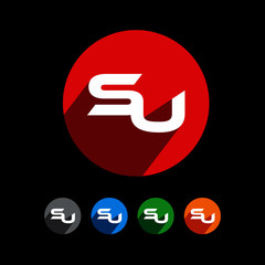 SU Letter Black Background Vector Template 