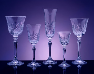 A display of beautiful crystal glasses
