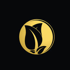 golden flower logo icon for beauty product