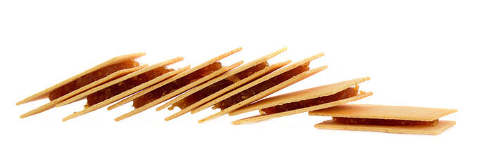 biscuits, filled with pineapple jam isolated on white background