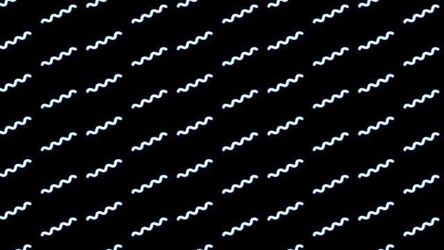 Wave line animation. Video pattern, Squiggling blue lines, seamless loop. Minimalistic 2d design. Motion design for poster, cover, branding, banner, placard. Simple, abstract background. 