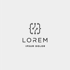 coding digital logo design template vector lineart