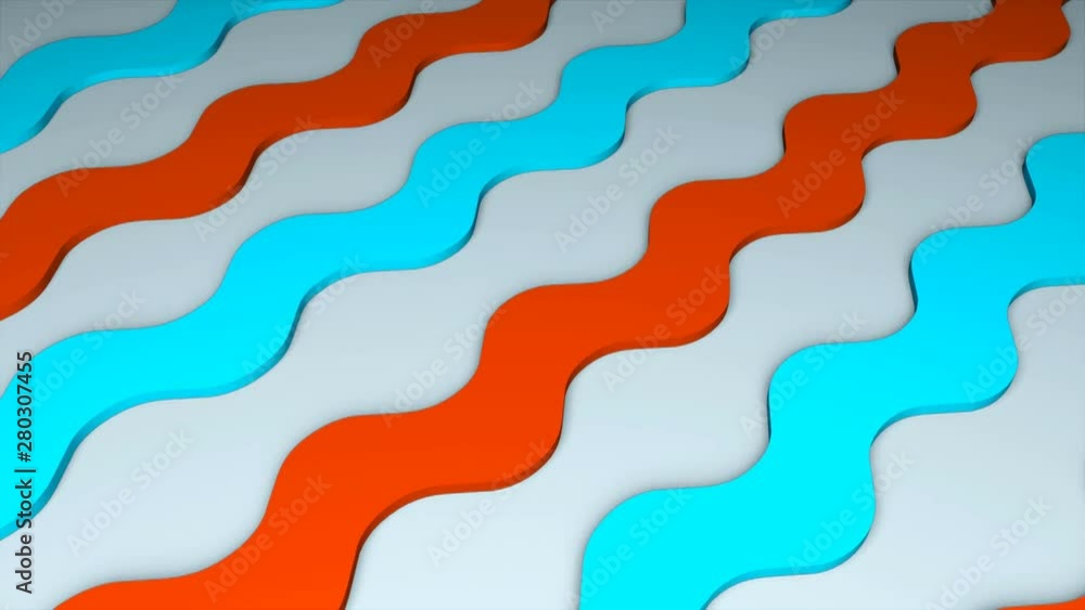 Poster abstraction with simple flat 3d waves on the surface, 3d rendering computer generated background