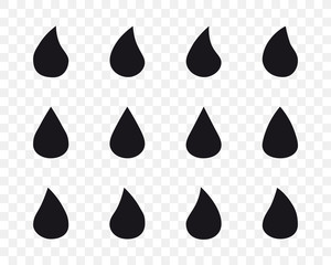 Set of vector empty black drop symbols