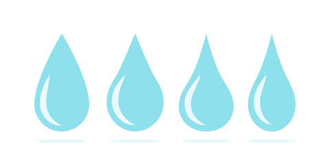 Blue water drops symbol set. Liquid drop icons