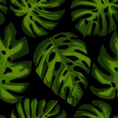 Fototapete Tropische Blätter Exotische tropische Monsterblätter nahtloses Muster. Tropisches Muster