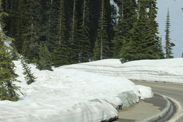 snow piles on side of road