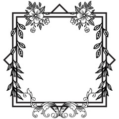 Abstract element floral frame black and white. Vector
