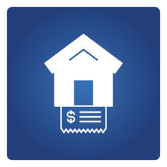 house and bill icon for home expense blue background
