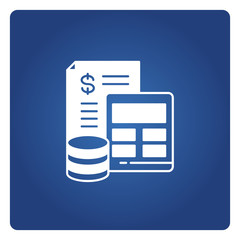 bill or receipt and calculator icon for balance sheet concept