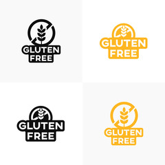 Set of gluten free vector icons diet food label stickers.