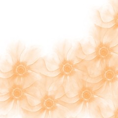 orange hand drawn watercolor flower background pattern with white area