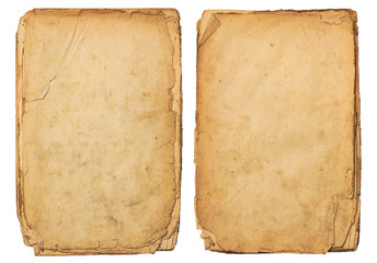 two stacks of old distressed blank paper / documents isolated on a white background,  perfect for...