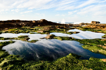 panorama of river in mountains, photo as background