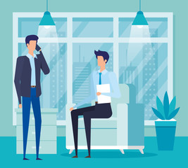 Obraz premium professional businessmen teamwork with documents and smartphone