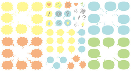 全方向対応ふきだしセット(喋る,心の中,怒る)塗りのみ