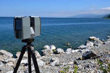 Laser scanning at lake Baikal's shore