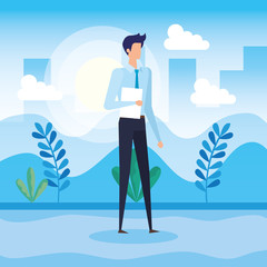 Obraz premium businessman with casual clothes and business documents