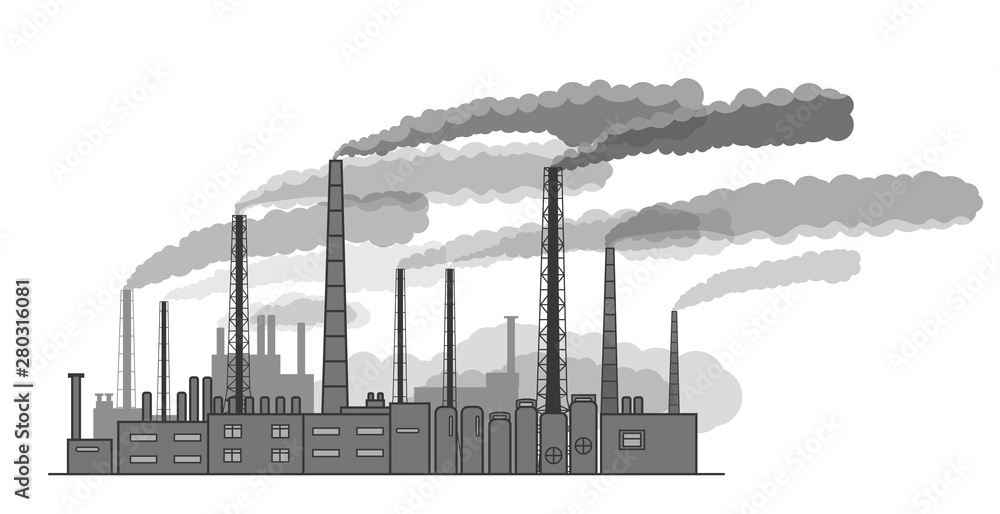 Wall mural vector drawing silhouette of industrial factory