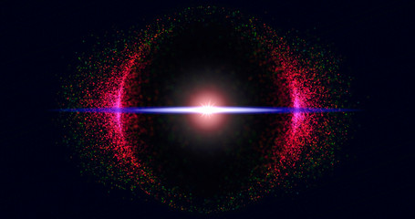 Abstract Glitter Particles In Circle on black background