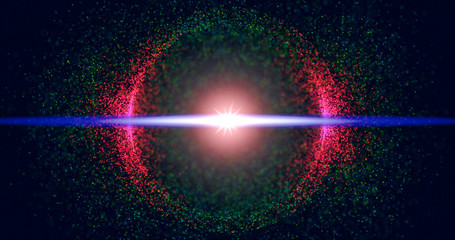Abstract Glitter Particles In Circle on black background