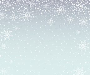 Naklejka na ściany i meble Holiday snowflake pattern, Christmas background with falling snowflakes. 