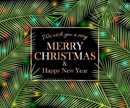 Congratulation Merry Christmas! Tropical Christmas card for your design. Holiday background.
