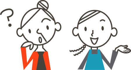 高齢女性　Q&A　店員
