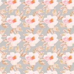 Seamless, Repeating Watercolor Flower Background Pattern. Repeating Fashion Design Pattern.