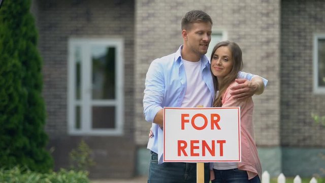 Couple installing for rent signboard, family needs additional income, crisis