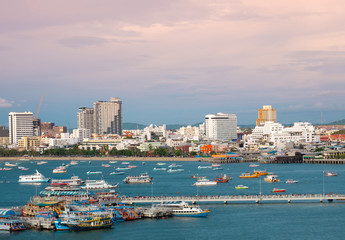 Pattaya city scape beautiful bay view.