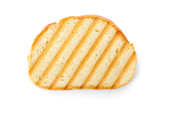 Slice of grilled wheat bread isolated on white, top view