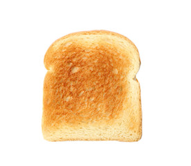 Slice of toasted wheat bread isolated on white, top view